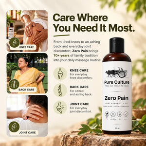 Pure Culture Zero Pain – Traditional Herbal Joint & Mobility Oil for Knee, Back & Joint Care | 100 mL