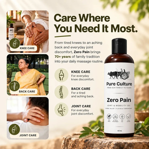 Pure Culture Zero Pain – Traditional Herbal Joint & Mobility Oil for Knee, Back & Joint Care | 100 mL