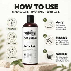 Pure Culture Zero Pain – Traditional Herbal Joint & Mobility Oil for Knee, Back & Joint Care | 100 mL