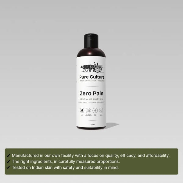 Pure Culture Zero Pain – Traditional Herbal Joint & Mobility Oil for Knee, Back & Joint Care | 100 mL